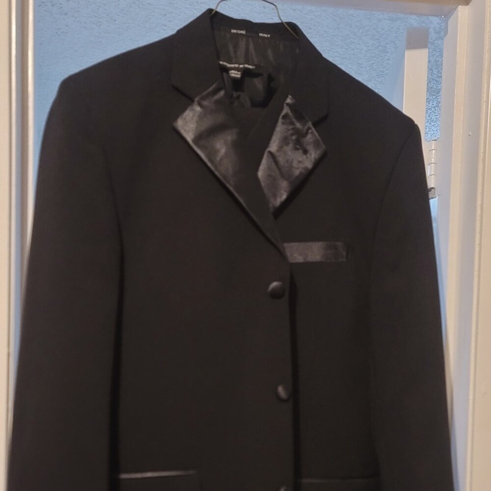38R/32W Leonardi Italy 3pc Men's Black Suit